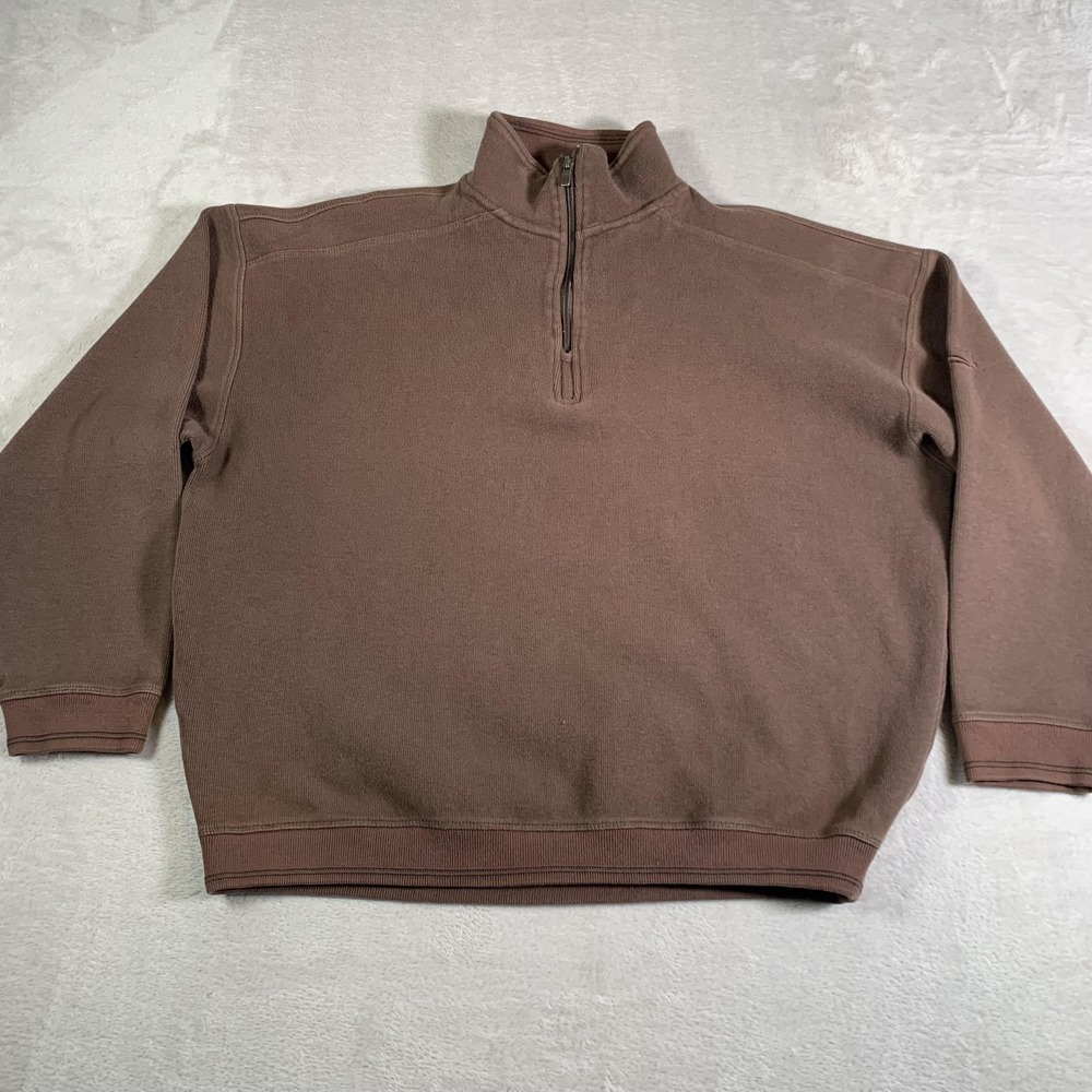 Island Republic Sweater Mens XL Brown Quarter Zip Pullover Mock Neck Casual Knit